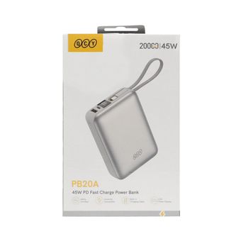 پاوربانک PD و فست شارژ QCY 20000mAh مدل PB20A 45W - نقره ای (گارانتی 18 ماهه شرکتی)