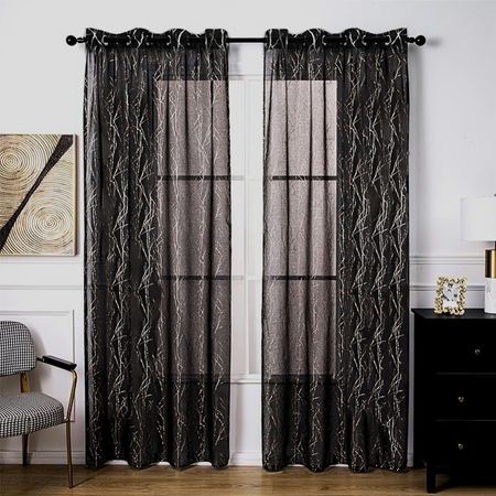 پرده تیکو دکو مدل تور فول امبرویدری کد 955 سایز 280*150 سانتیمتر مجموعه دو عددی