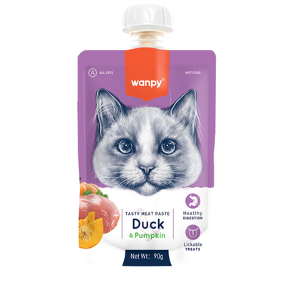 پودینگ گربه‌ی ونپی با طعم اردک و کدوحلوایی / Wanpy cat pudding with duck & pumpkin flavor