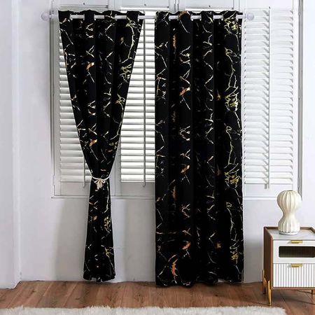 پرده تیکو دکو مدل مخمل هازان طلاکوب سوپر گلد سایز 280*140 سانتیمتر مجموعه دو عددی