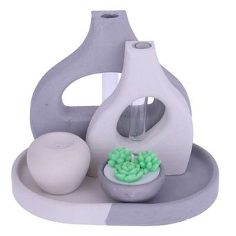 دکوری مدل ست رومیزی مجموعه 5 عددی طرح کاپ کاکتوس