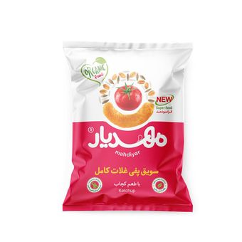 اسنک سویق پفی غلات کامل طعم کچاپ مهدیار - 50 گرم