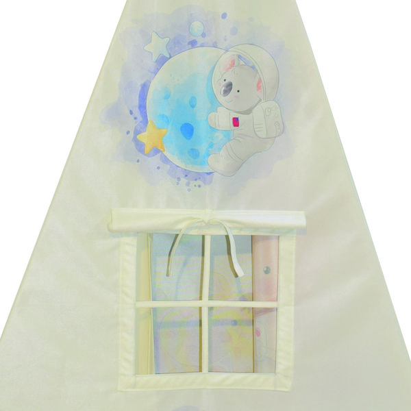 چادر بازی کودک مدل سرخپوستی طرح حیوانات PT525 به همراه کوسن