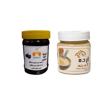 شیره خرما طبیعی شهر طبیعت- 450 گرم و ارده کنجد آدینه- 400 گرم مجموعه 2 عددی