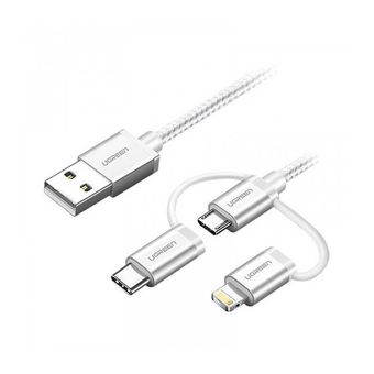 کابل تبدیل USB به Iphone Lightning و Type C و Micro USB یوگرین مدل 80825-US186