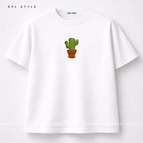 تیشرت باکسی 100٪ پنبه طرح کاکتوس | کد 1370