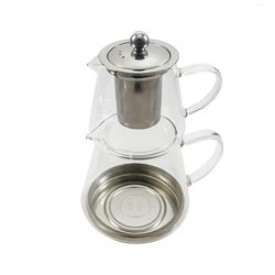 کتری و قوری پیرکس کف استیل 304 Gaozhi سفید