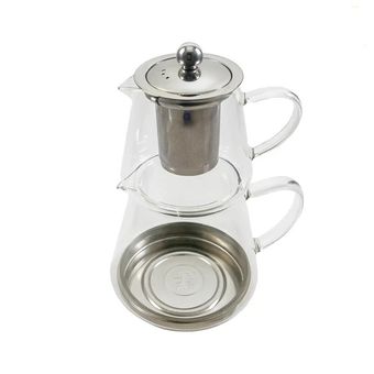 کتری و قوری پیرکس کف استیل 304 Gaozhi سفید