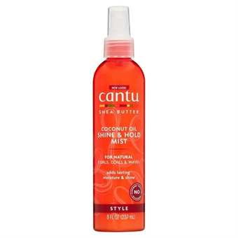 اسپری درخشان کننده و نگهدارنده موی روغن نارگیل کنتو Cantu Shine Hold حجم 237 میلی لیتر