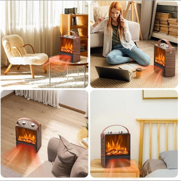 مینی شومینه برقی قابل حمل (ساده، دسته دار)