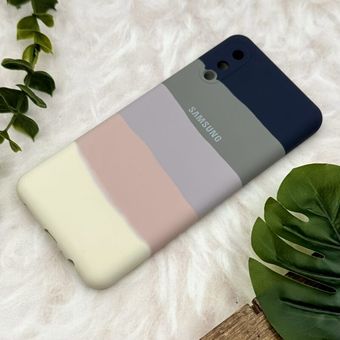 قاب گوشی (Galaxy A02 (A022 سامسونگ سیلیکونی پاک کنی اورجینال آبرنگی رنگین کمانی داخل مخمل محافظ لنز دار کد 82126