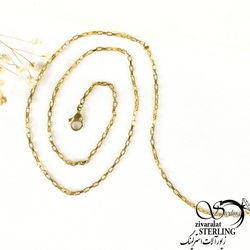 گردنبند مربعی ظریف طرح طلا برند استیل کد 8228