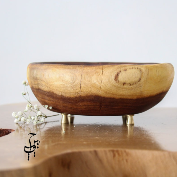 ظرف چوب طبیعی کهور با پایه فلزی