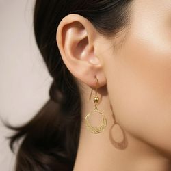 گوشواره مه‌تاب زرین  1.81 گرم _ کارکرده_ بدون اجرت