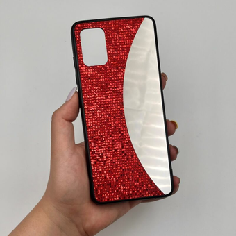 قاب گوشی Galaxy A31 سامسونگ طرح آینه ای و اکلیلی قرمز دور ژله ای