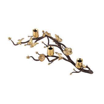 شمعدان سه تایی طلایی گلدکیش طرح دلاریس کد GK834056-1