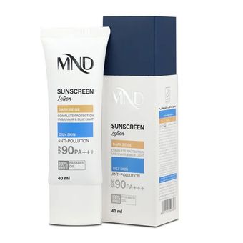 لوسیون ضدآفتاب ام ان دی SPF90 بژ تیره مناسب پوست چرب