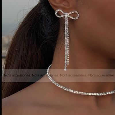 گوشواره جواهری پاپیون اویزی