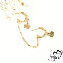 پیرسینگ طرح طلا استیل مدل تاج کد 8617