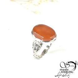 انگشتر نقره مردانه 925عیار با سنگ عقیق کد 8640