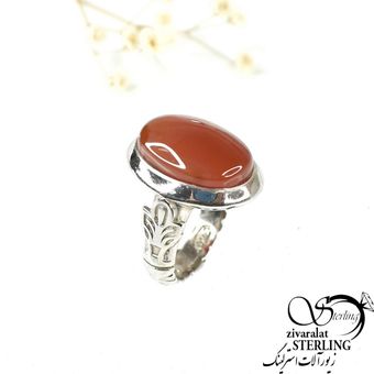 انگشتر سنگ عقیق قرمز رکاب نقره ساخت ایتالیا کد 8660