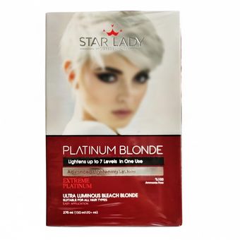 کرم دکلره استارلیدی مدل پلاتینیوم بلوندر حجم 120 میلی‌ لیتر رنگ سفید به همراه فعال کننده استارلیدی مدل 01 حجم 150 میلی لیتر