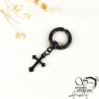 پیرسینگ فیک آویز صلیب استیل کد 8716