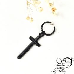 پیرسینگ فیک استیل آویز صلیب کد 8725