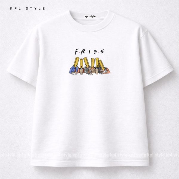 تیشرت باکسی 100٪ پنبه طرح FRIES | فیت اورسایز | کد 1435