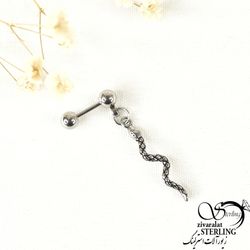 پیرسینگ گوش برند استیل آویز مار کد 8810