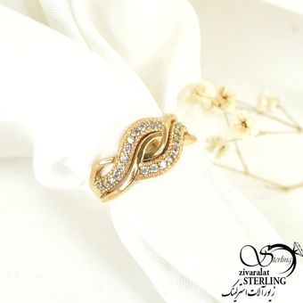 انگشتر طلاروس طرح موجدار کد 8841