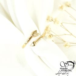 انگشتر طلاروس طرح تیر کمان فری سایز کد 8874