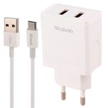 شارژر دیواری 12W دو پورت مک دودو مدل CH-3971 به همراه کابل USB به Micro با گارانتی 12 ماهه شرکتی