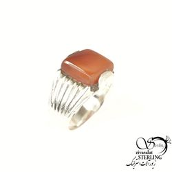 انگشتر نقره سنگ عقیق مربع کد 8974