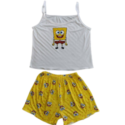 ست کراپ و شلوارک طرح باب اسفنجی