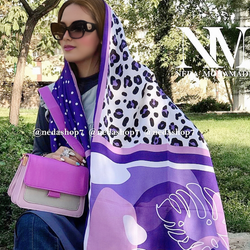 شال خالدار انجیری بنفش گارزا