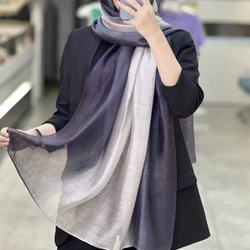 شال ابریشم ویسکوز وارداتی طیفی مشکی طوسی