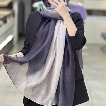 شال ابریشم ویسکوز وارداتی طیفی مشکی طوسی