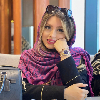 روسری مایکل کورس دورو ژاکارد سرمه ای سرخابی قواره 140
