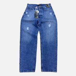 شلوار مام بگ ابی زاپ دوخت کد 12033