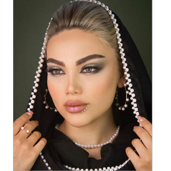 شال کوپرا مرواریدی مشکی با مروارید سفید
