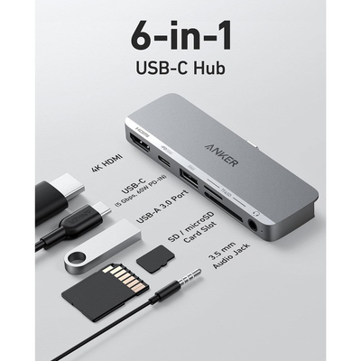هاب 6 پورت انکر مدل Anker 541 USB-C Hub 6-in-1 A8363HA1