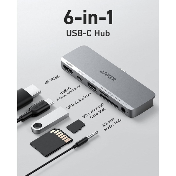 هاب 6 پورت انکر مدل Anker 541 USB-C Hub 6-in-1 A8363HA1
