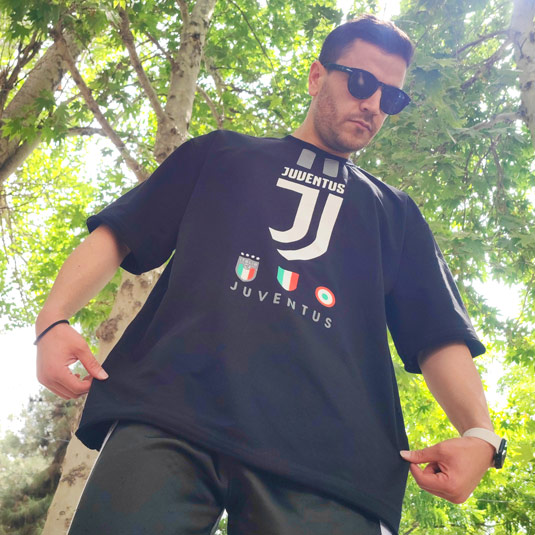 تیشرت پنبه ای اورسایز طرح یوونتوس کد 94