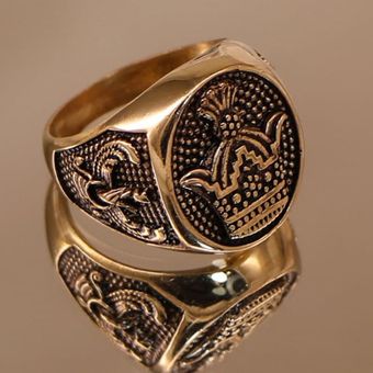 انگشتر تاج و فروهر طلاروسی مردانه