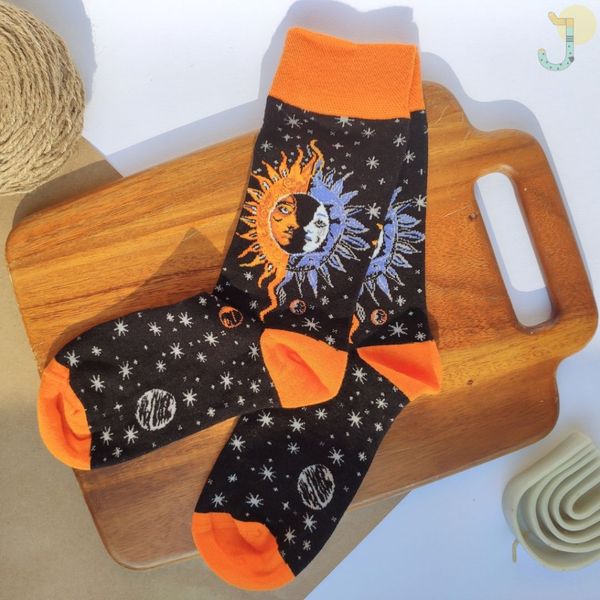 جوراب ساقدار یونیسکس طرح ماه و خورشید برند ترک SOCKY WOCKY