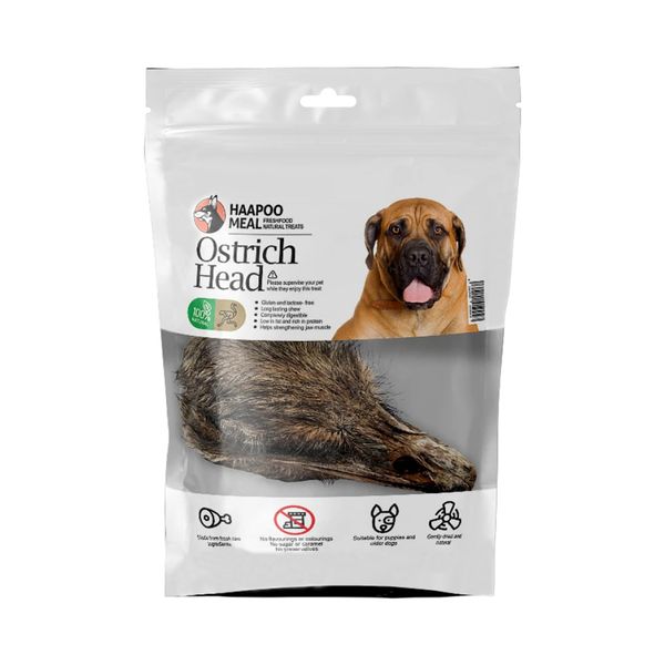 تشویقی سگ هاپومیل مدل کله شترمرغ Ostrich Head وزن 200 گرم