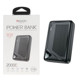 پاوربانک فست شارژ Yesido 20000mAh مدل YP83 22.5W - مشکی (گار...