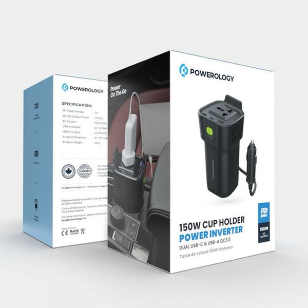 مبدل برق خودرو پاورولوجی مدل POWER INVERTER 150W P150INVBK