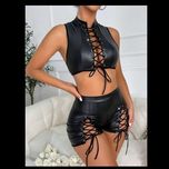 ست نیم تنه و شلوارک چرم کد : 422